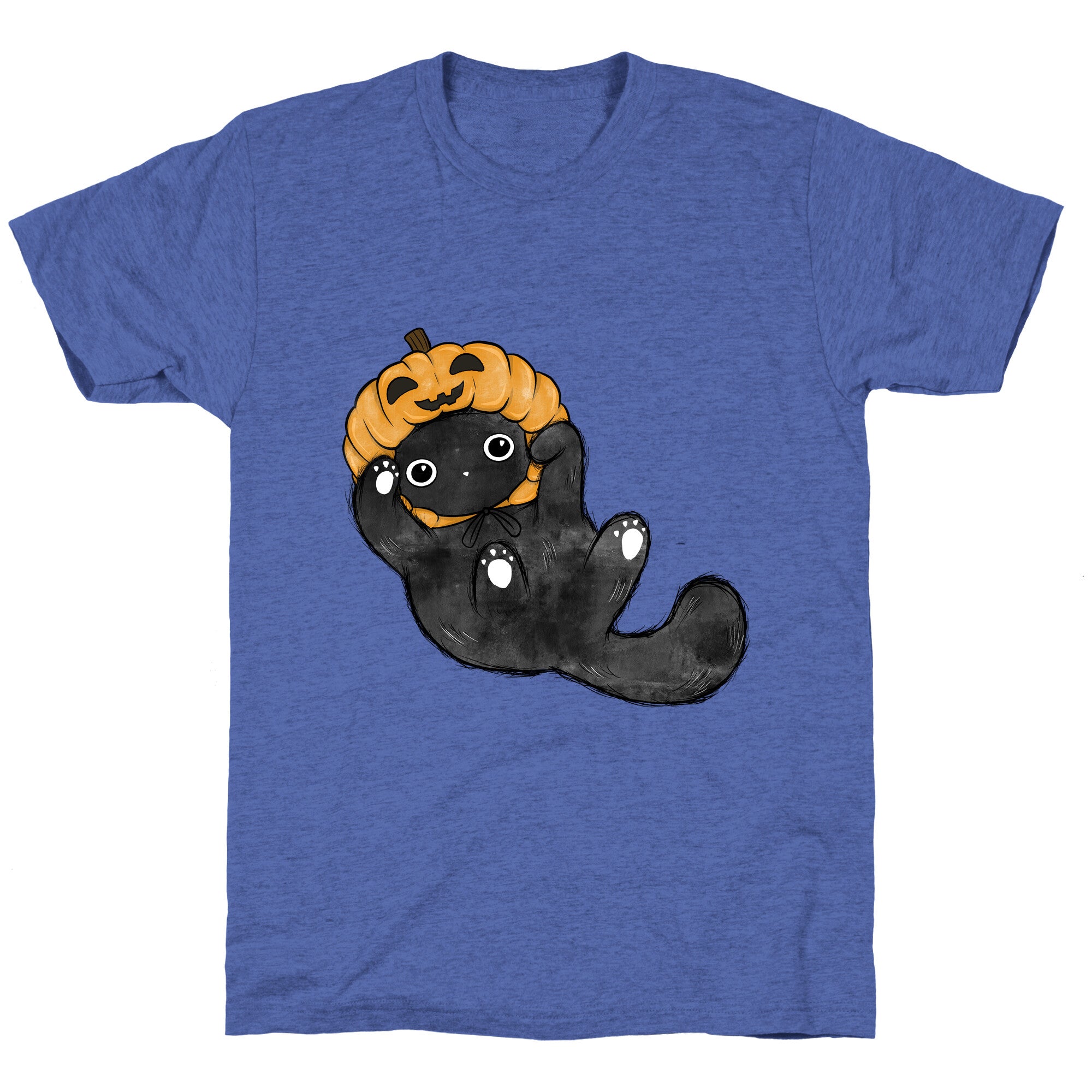 Halloween Pumpkin Cat  Unisex Triblend Tee